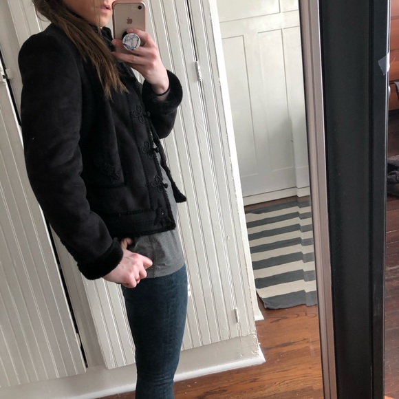 Zara suede shearling embellished coat * - Picture 7 of 8